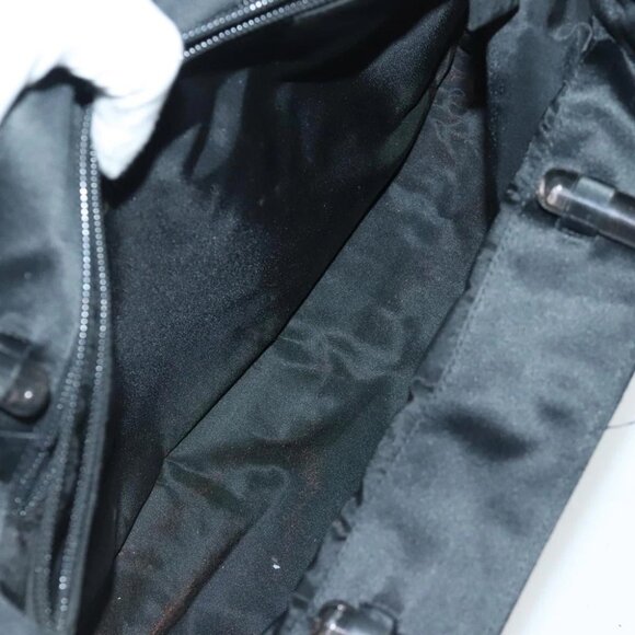 PRADA Hand Bag Satin Black Silver Auth 96617 - Picture 11 of 16